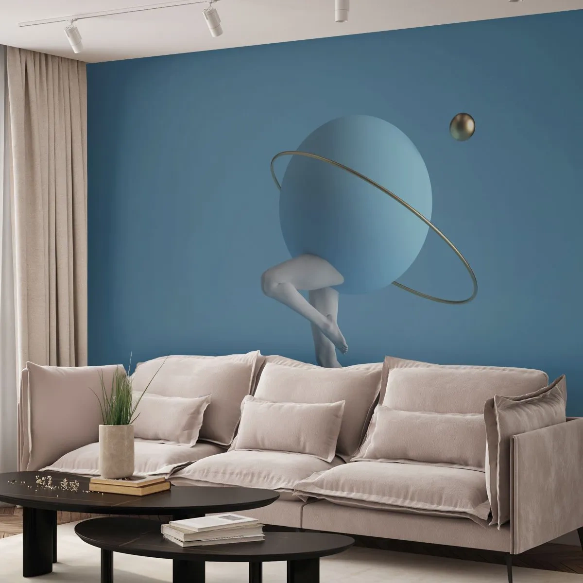 Fototapet Premium Canvas - Och planeterna blir galna - Abstraktion, Ben, Tredimensionell - 250x175 cm