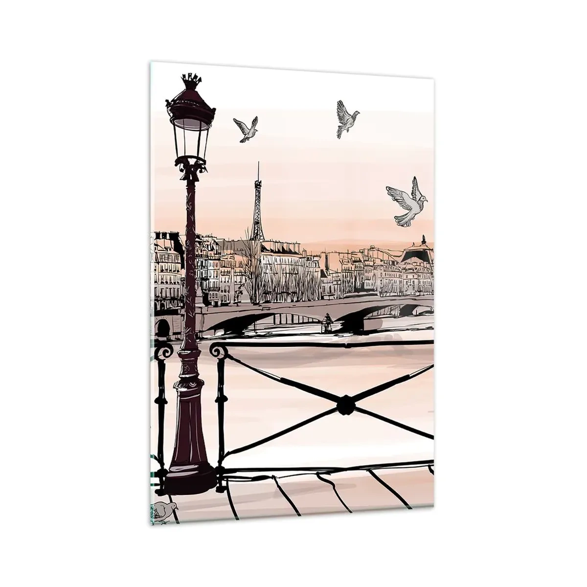 Glastavla - Bild på glas - Över Paris tak - 80x120 cm