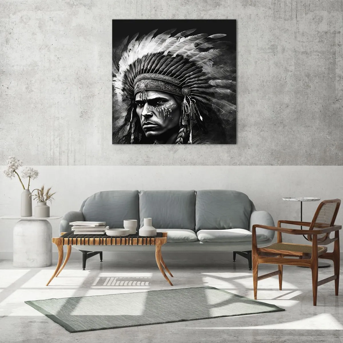 Glastavla - Bild på glas - Hövding och krigare - 40x40 cm
