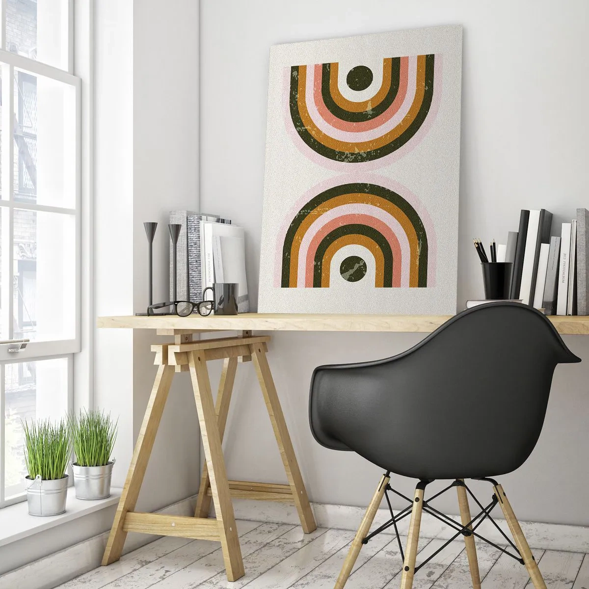 Glastavla - Bild på glas - Tvillingabstraktion - 50x70 cm