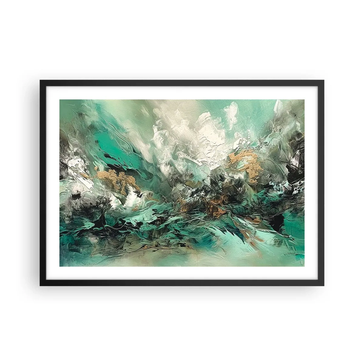 Affisch i svart ram - Smaragdsvart bränna - 70x50 cm