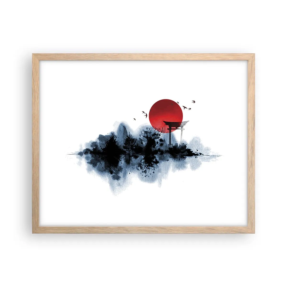 Affisch i ram av ljusek - Japansk utsikt - 50x40 cm