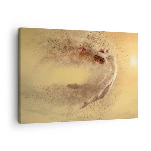 Canvastavla - Bild på duk - En figur i dynamisk rörelse med en sönderfallseffekt - 70x50cm - Dansextas - Modern väggdekoration för vardagsrum och sovrum ARTTOR