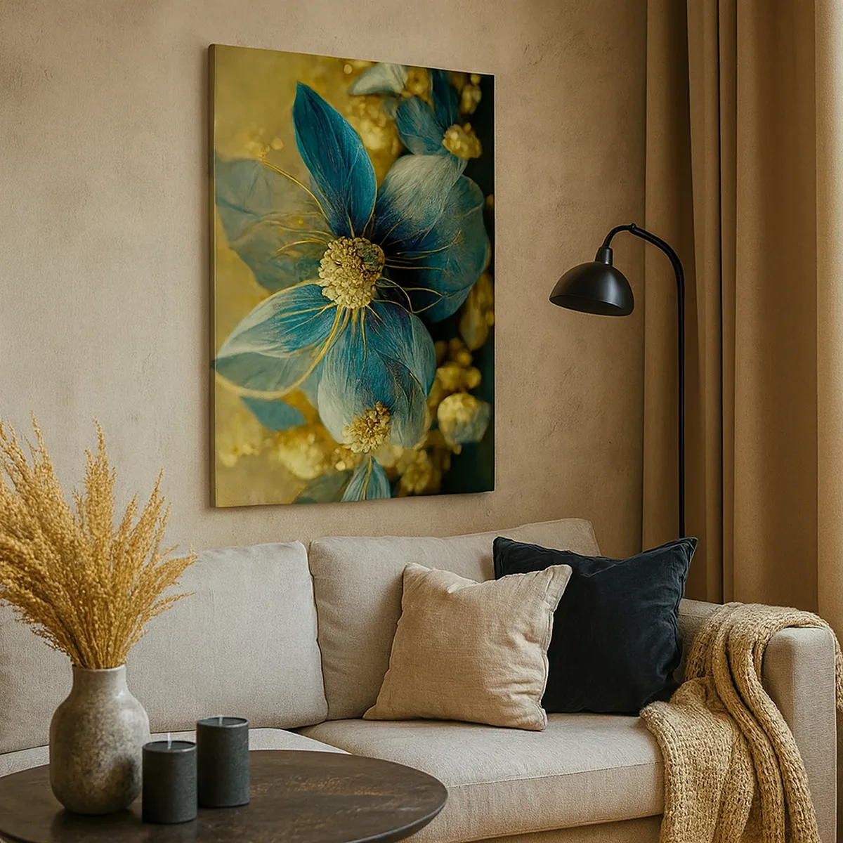 Canvastavla - Bild på duk - Blommande av guld - 50x70 cm