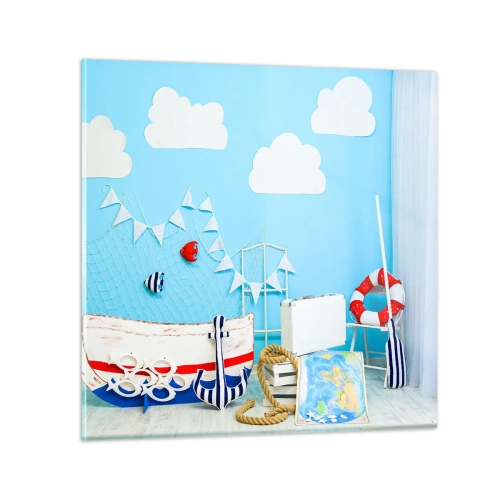 Glastavla - Bild på glas - Barnlängtan till naturen - 30x30 cm