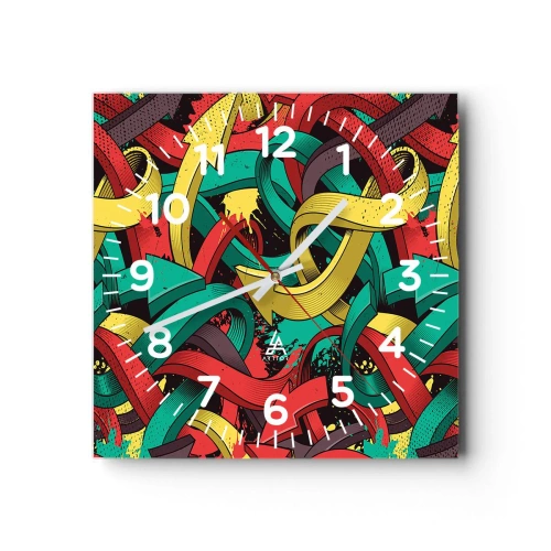 Väggklocka - Klocka på glas - Vilken väg till målet? - 30x30 cm