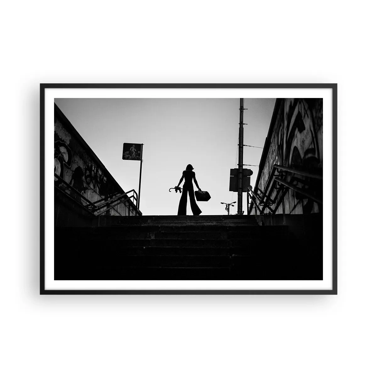 Affisch i svart ram - Stadsvandring - 100x70 cm