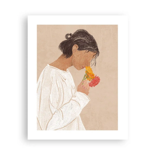 Affisch - Flicka och blommor - 40x50 cm