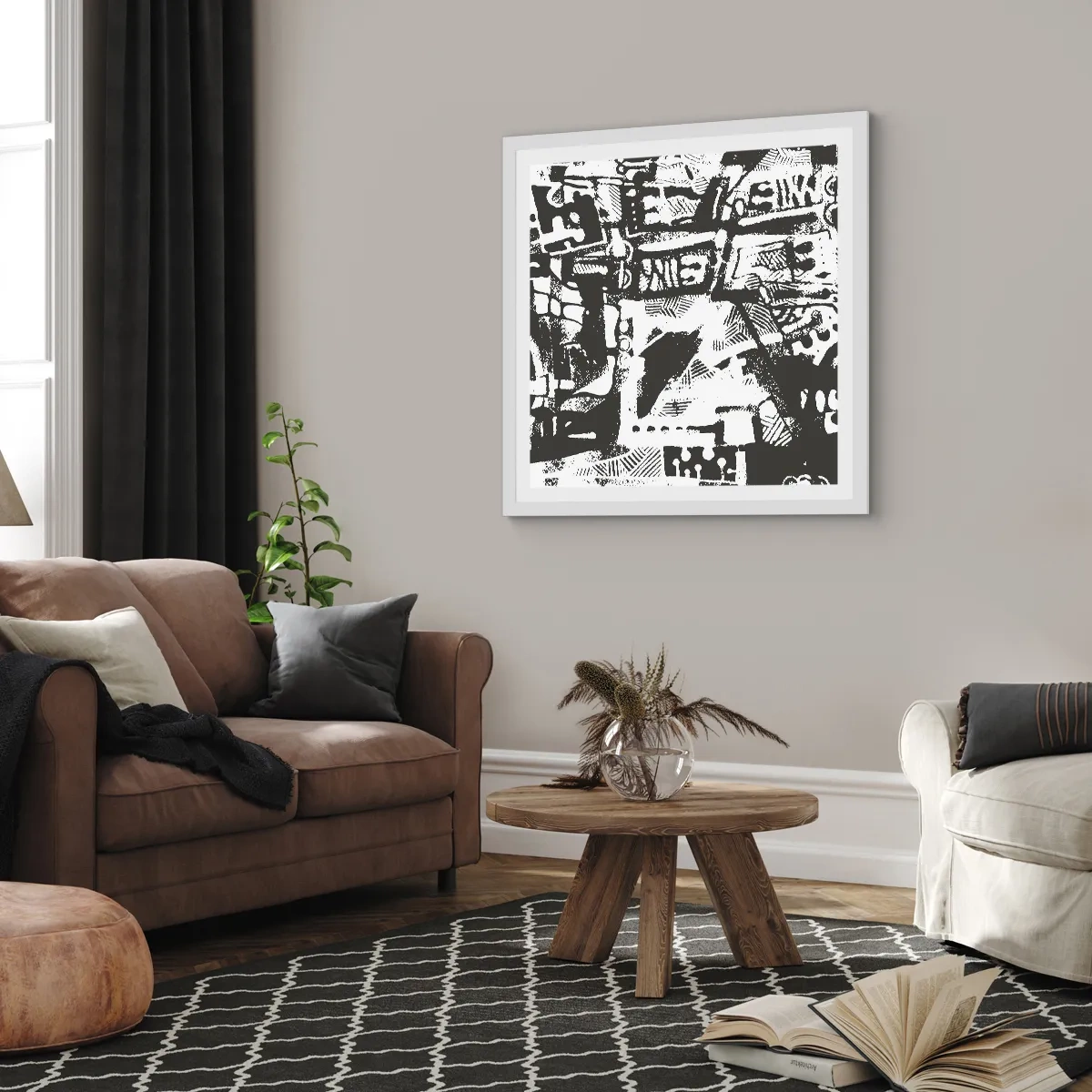 Affisch i vit ram - Ordning eller kaos? - 60x60 cm