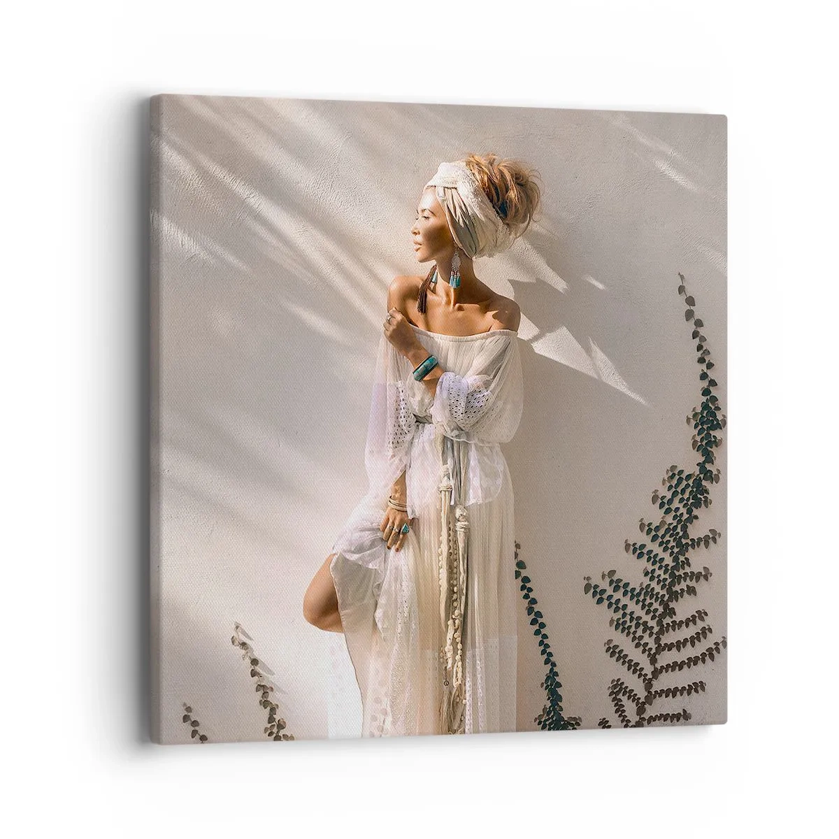 Canvastavla - Bild på duk - Solen och flickan - 40x40 cm