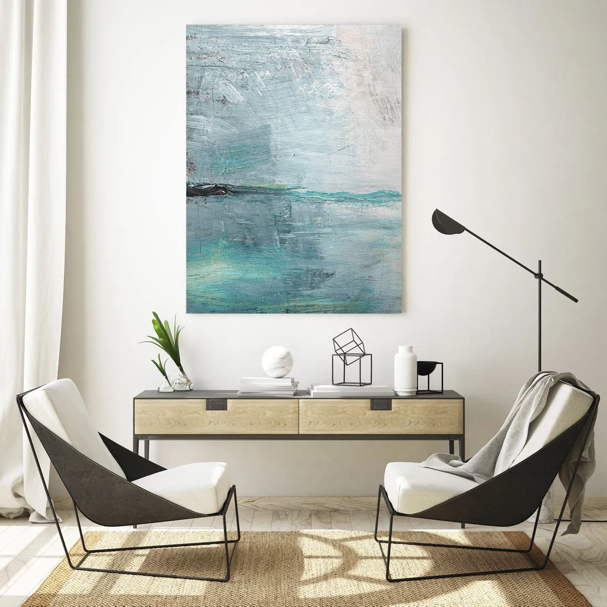 Glastavla - Bild på glas - Horisontellt i blått - 70x100 cm