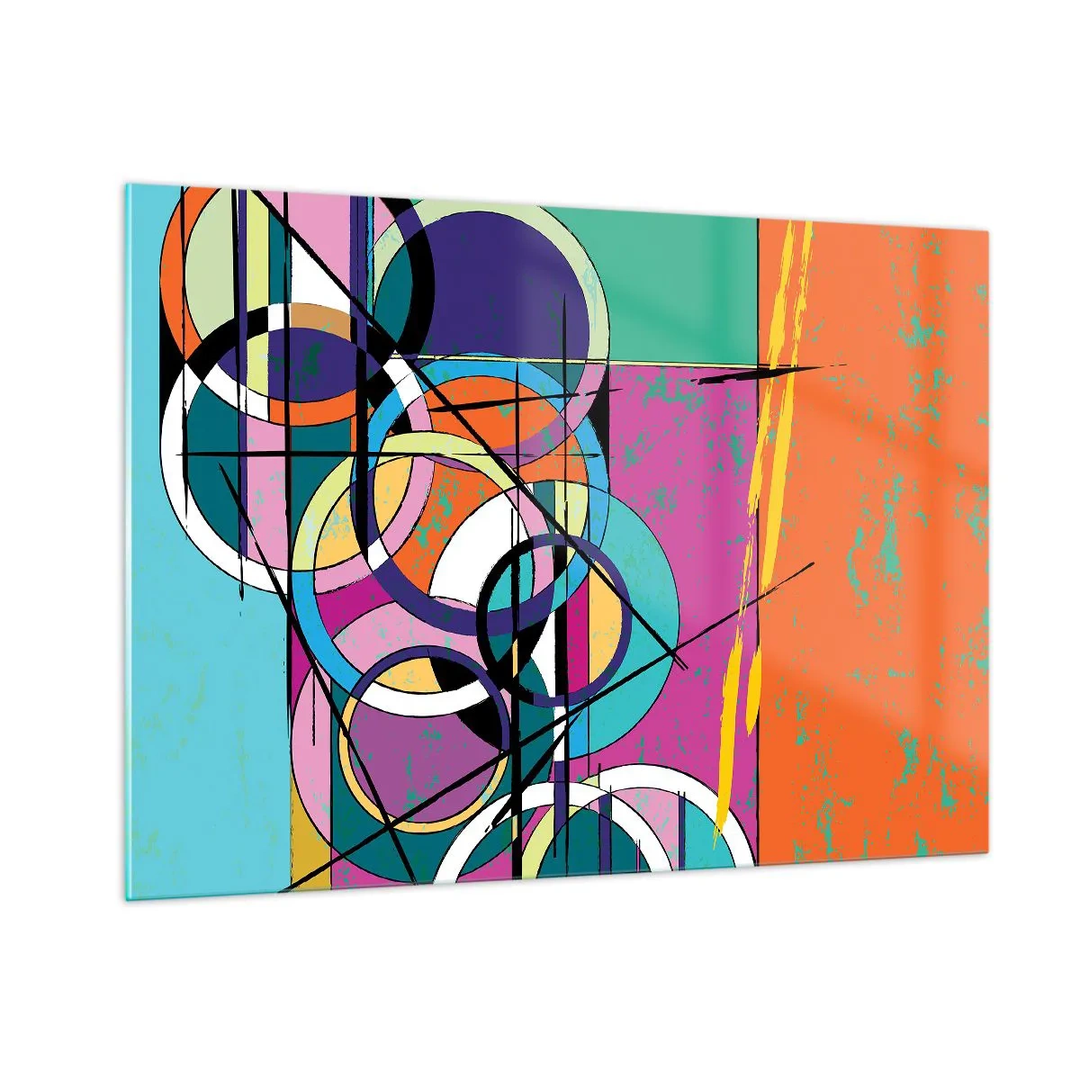 Glastavla - Bild på glas - Hjul efter hjul - 100x70 cm