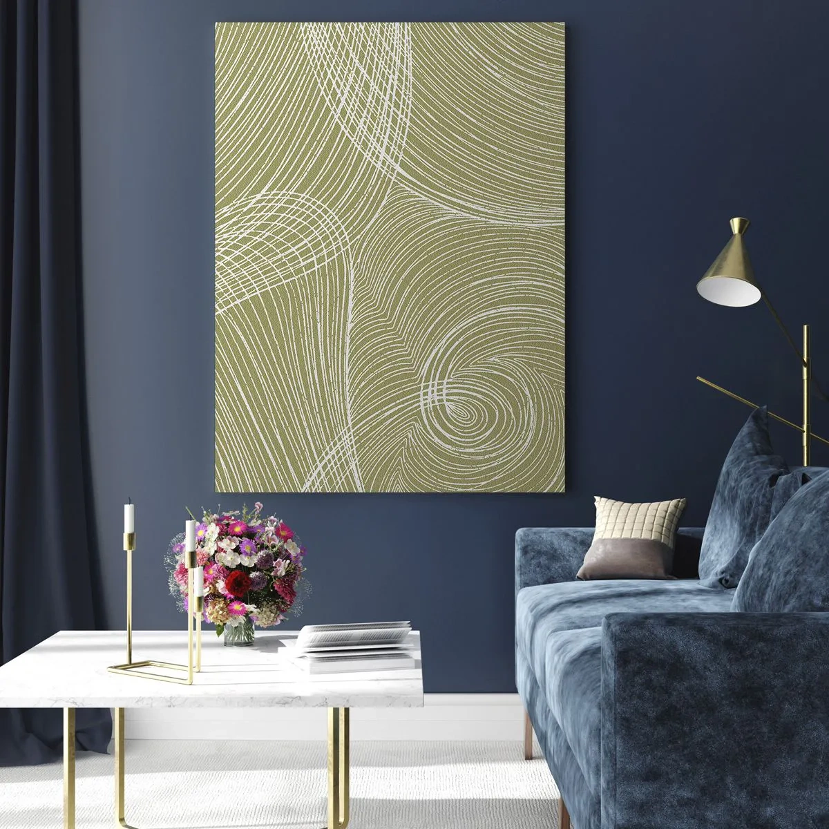 Glastavla - Bild på glas - Intrikat abstraktion i vitt - 80x120 cm