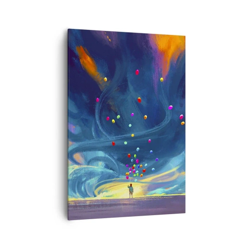 Canvastavla - Bild på duk - Blå vind - 70x100 cm