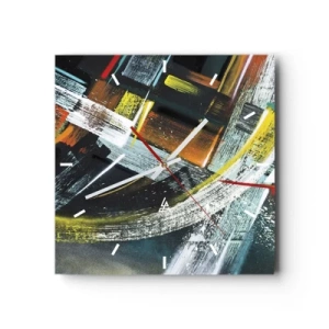 Väggklocka - Klocka på glas - Rörelsens energi - 40x40 cm