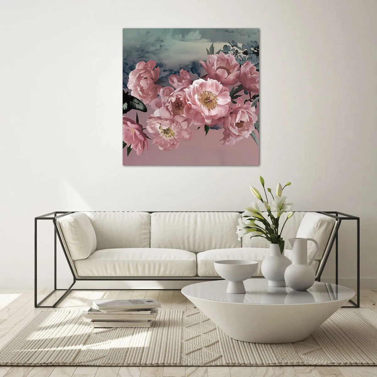Glastavla - Bild på glas - Romantikens höjdpunkt - 70x70 cm
