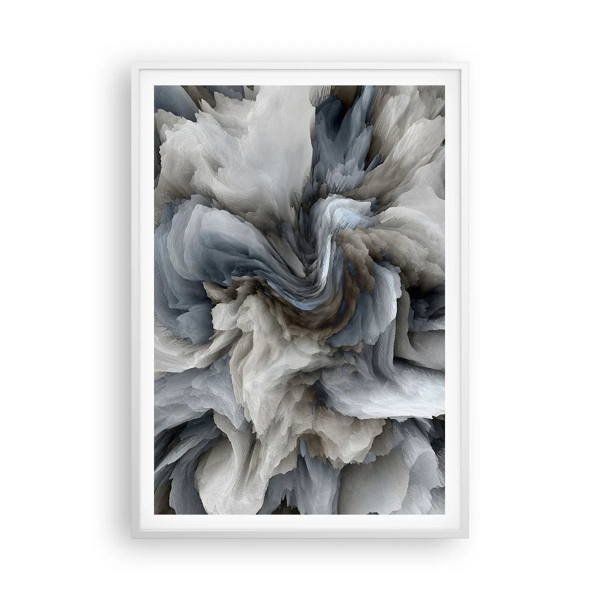 Affisch i vit ram - Sten och blomma - 70x100 cm