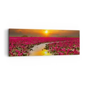 Canvastavla - Bild på duk - Sjöns hemlighetsfulla liv - 90x30 cm