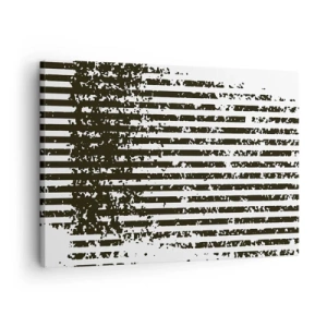 Canvastavla - Bild på duk - Abstrakta linjer med en distressad effekt i svartvitt - 70x50cm - Rytm och brus - Modern väggdekoration för vardagsrum och sovrum ARTTOR
