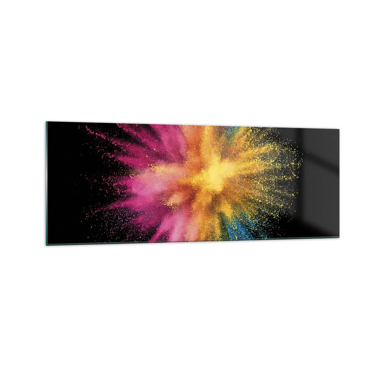 Glastavla - Bild på glas - Färgerna föds - 140x50 cm