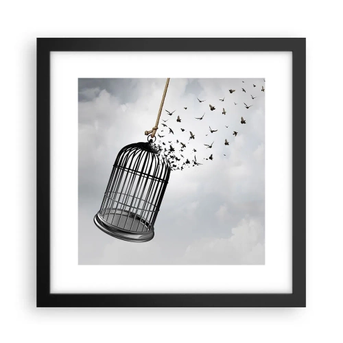 Affisch i svart ram - Tro...Hopp...Frihet! - 30x30 cm