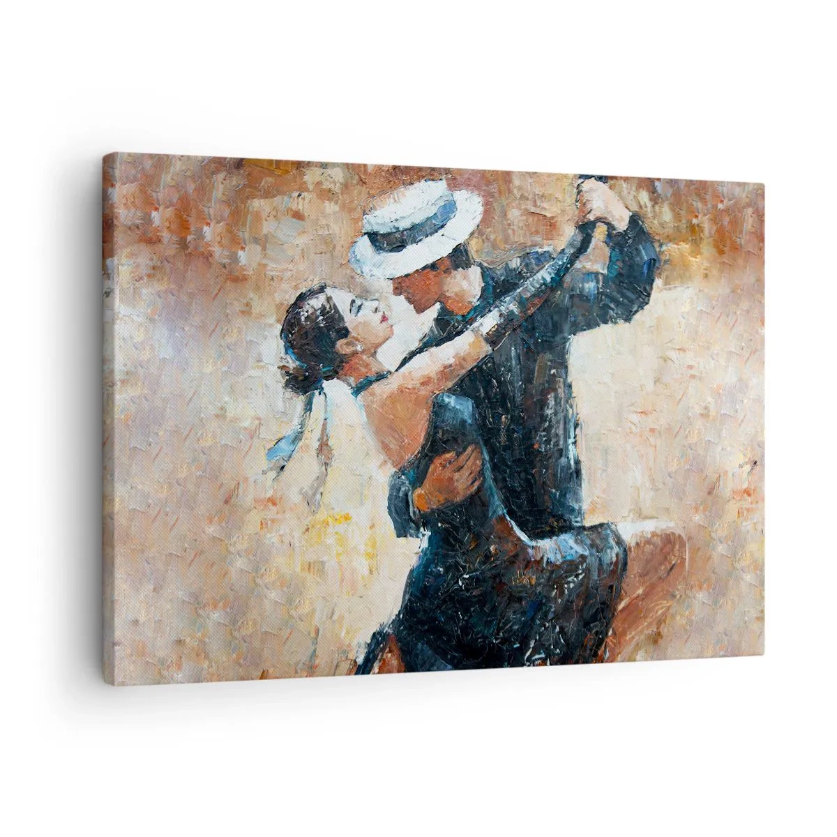 Canvastavla - Bild på duk - Ett par som dansar tango i romantisk, elegant stil - 70x50cm - A la Rudolf Valentino - Modern väggdekoration för vardagsrum och sovrum ARTTOR
