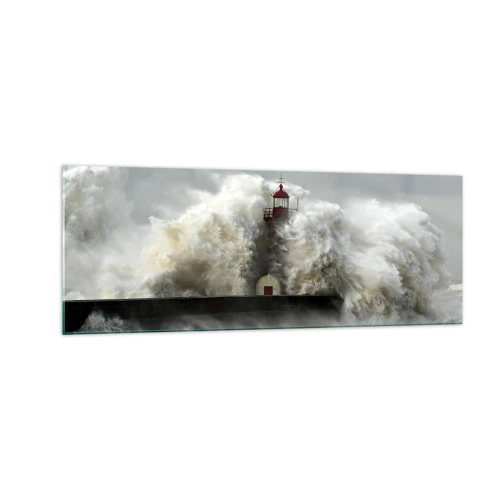 Glastavla - Bild på glas - Havets ilska - 140x50 cm