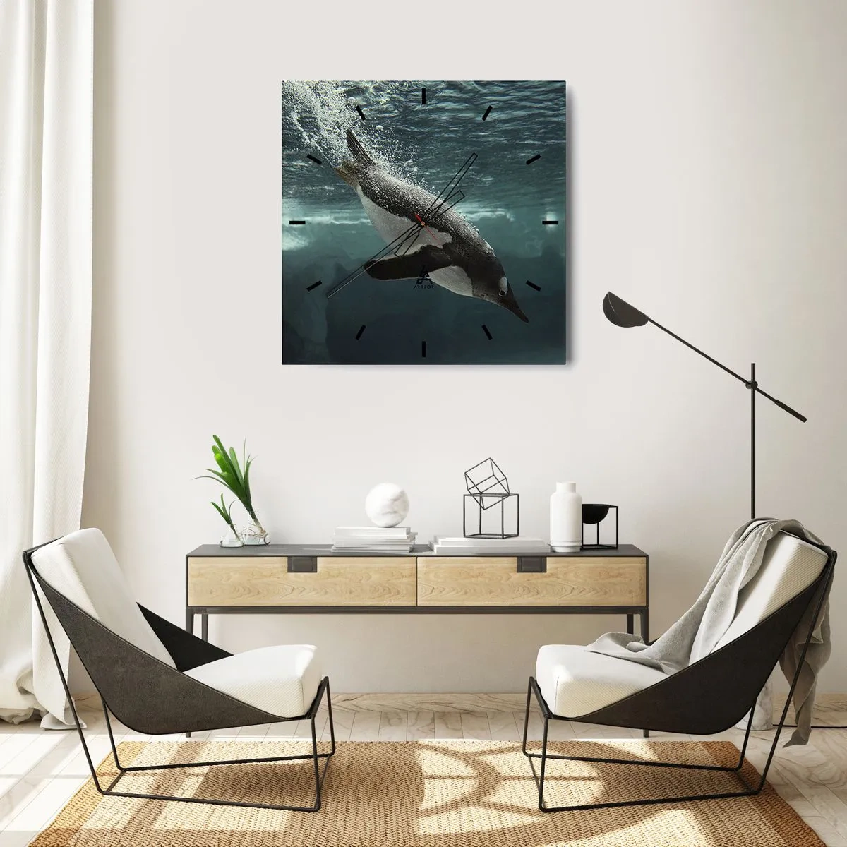 Väggklocka - Klocka på glas - Välkommen till min värld - 30x30 cm