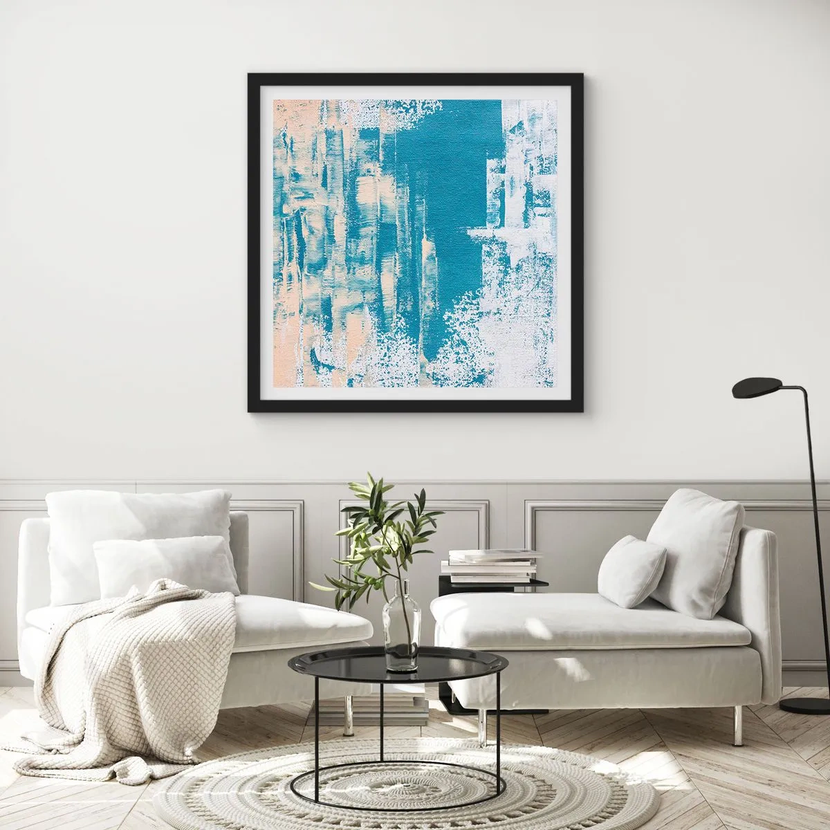 Affisch i svart ram - Genom istapp - 50x50 cm