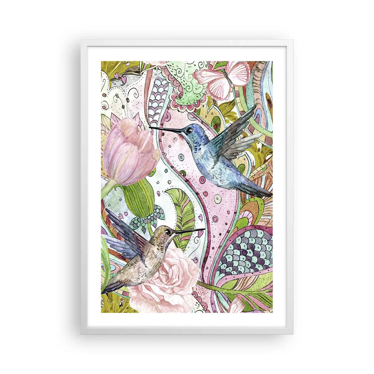 Affisch i vit ram - Inbäddade i klätterväxter - 50x70 cm