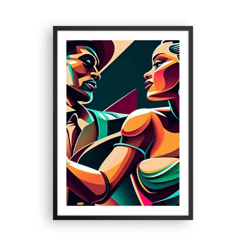 Affisch i svart ram - Färgglad illustration av ett par som dansar tango i popkonststil - 50x70cm - I hjärtats rytm - Modern väggdekoration för vardagsrum och sovrum ARTTOR