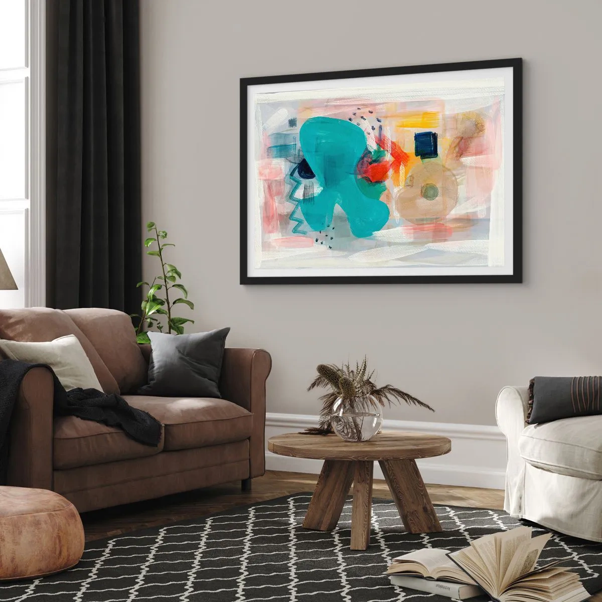 Affisch i svart ram - Ett färgglatt spel - 40x30 cm