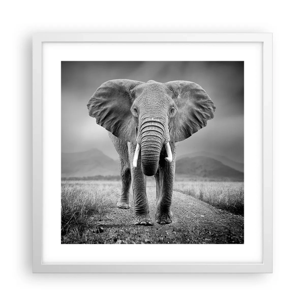 Affisch i vit ram - Värden hälsar välkommen - 40x40 cm