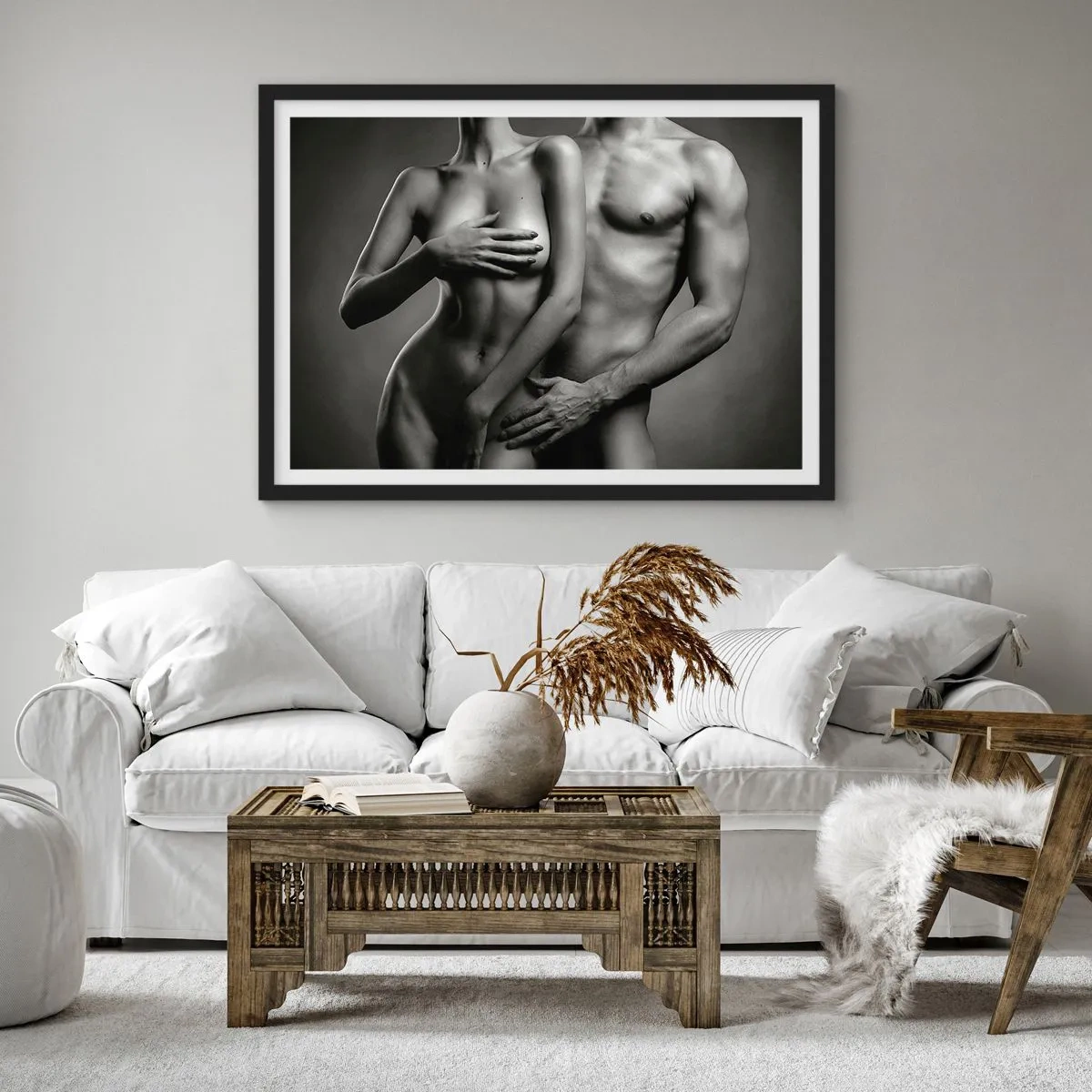 Affisch i svart ram - Adam och Eva - 91x61 cm