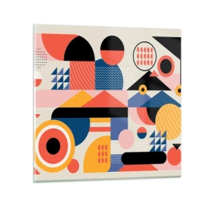 Glastavla - Bild på glas - Komposition: Lek - 40x40 cm