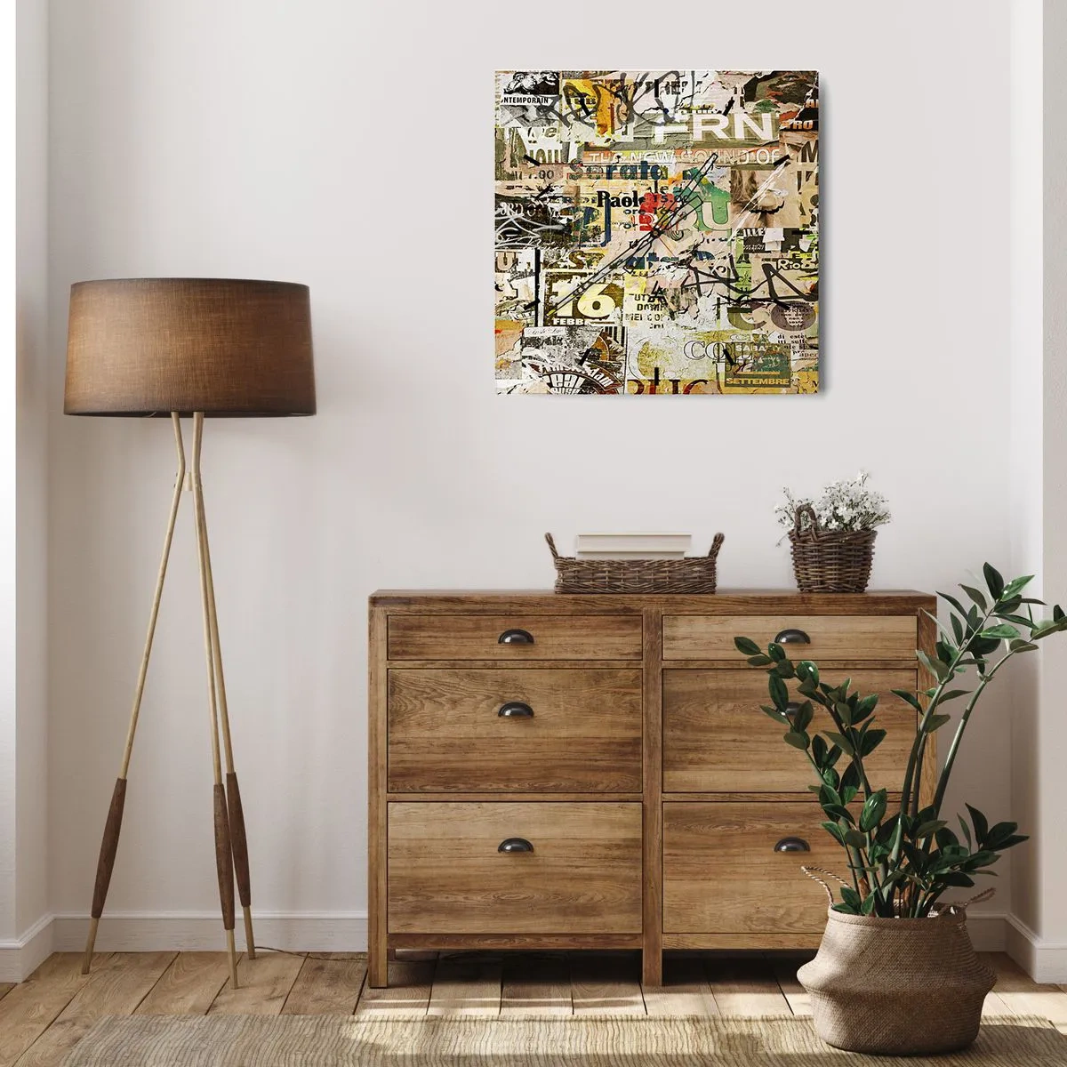 Väggklocka - Klocka på glas - Oj, det händer saker och ting - 40x40 cm