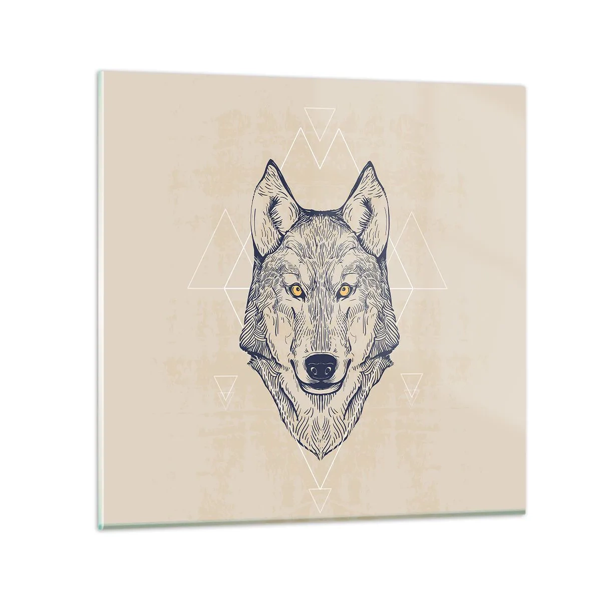 Glastavla - Bild på glas - Alfa med genomborrande blick - 70x70 cm