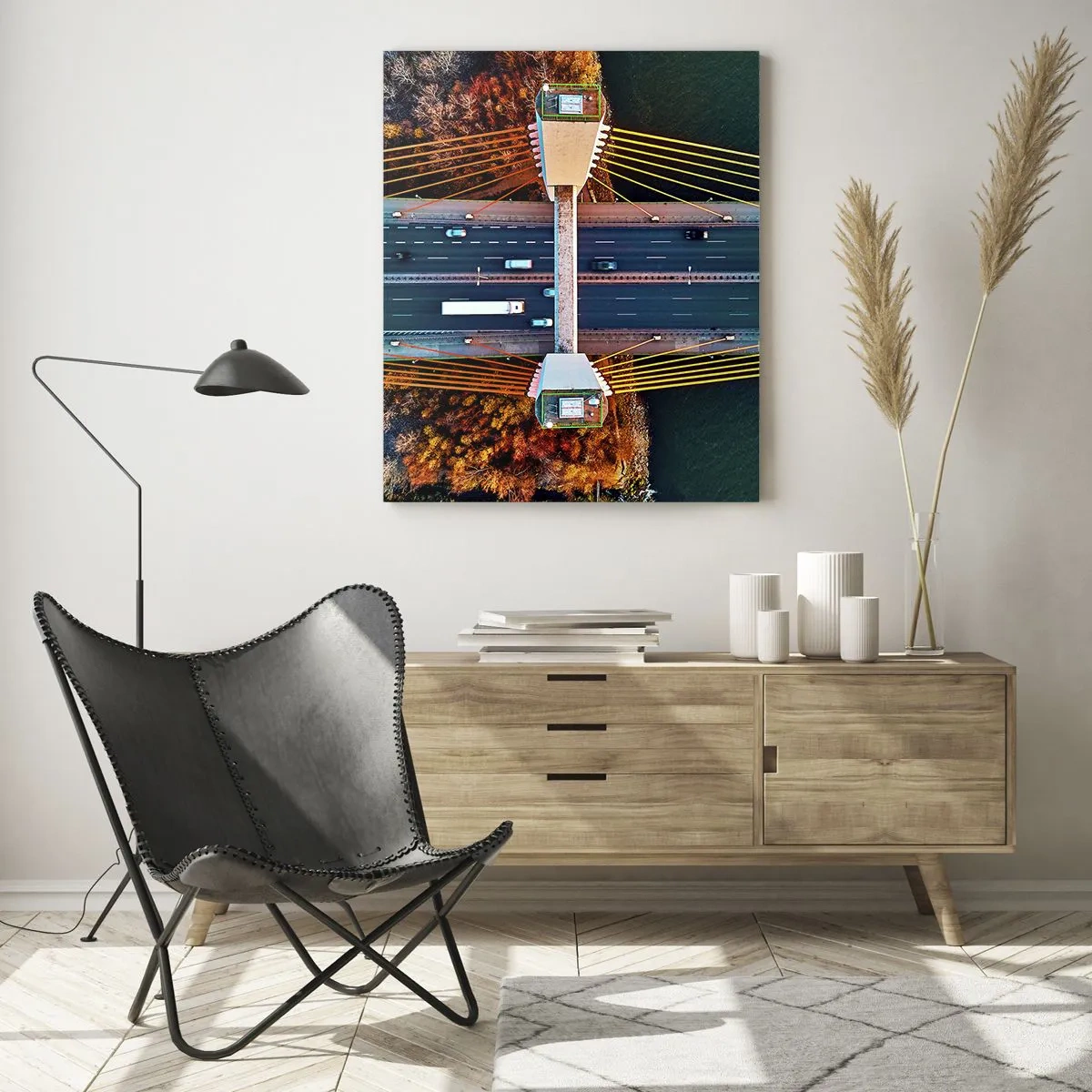 Glastavla - Bild på glas - Bortom vatten, bortom skog - 50x70 cm