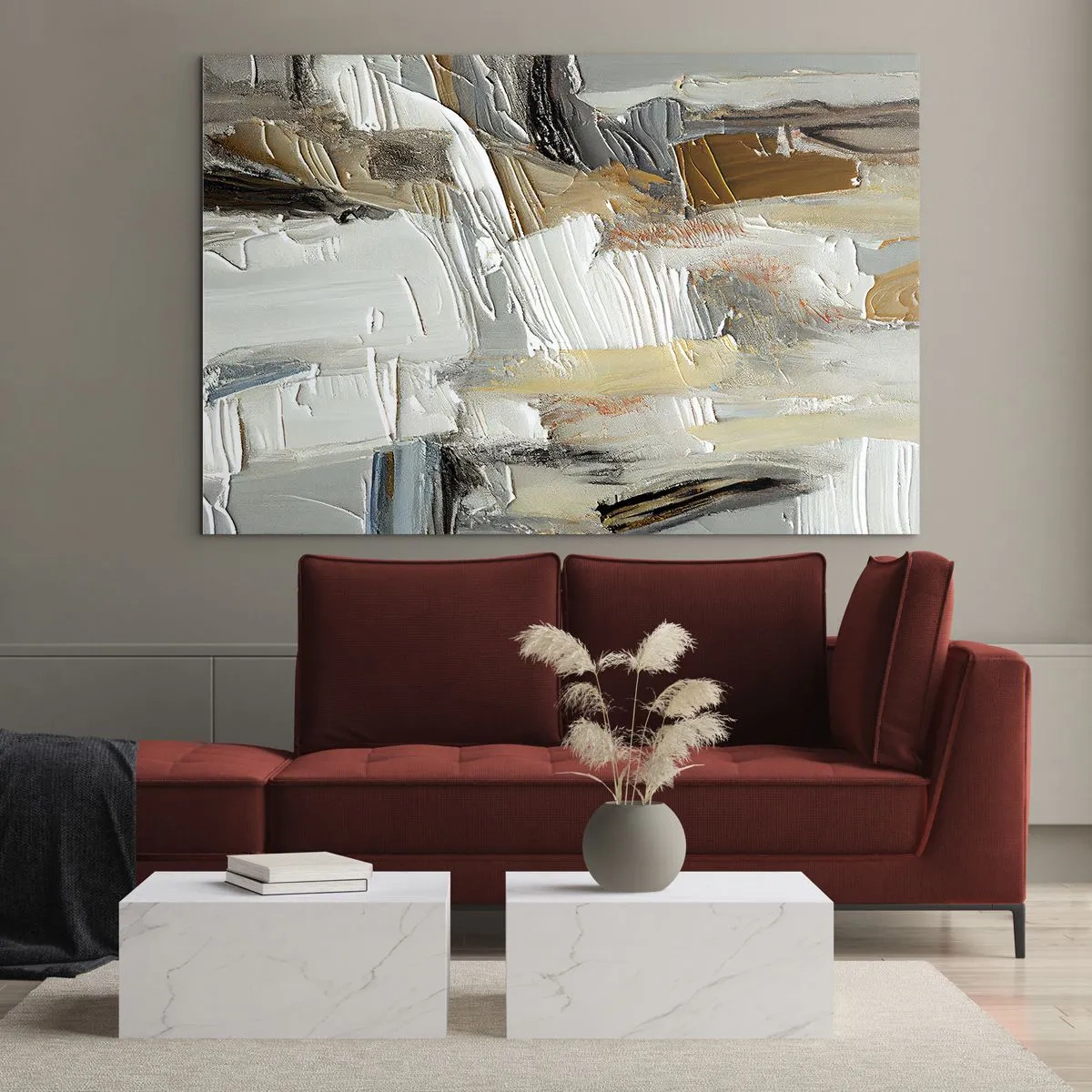 Glastavla - Bild på glas - Färgstarka lager på lager - 120x80 cm