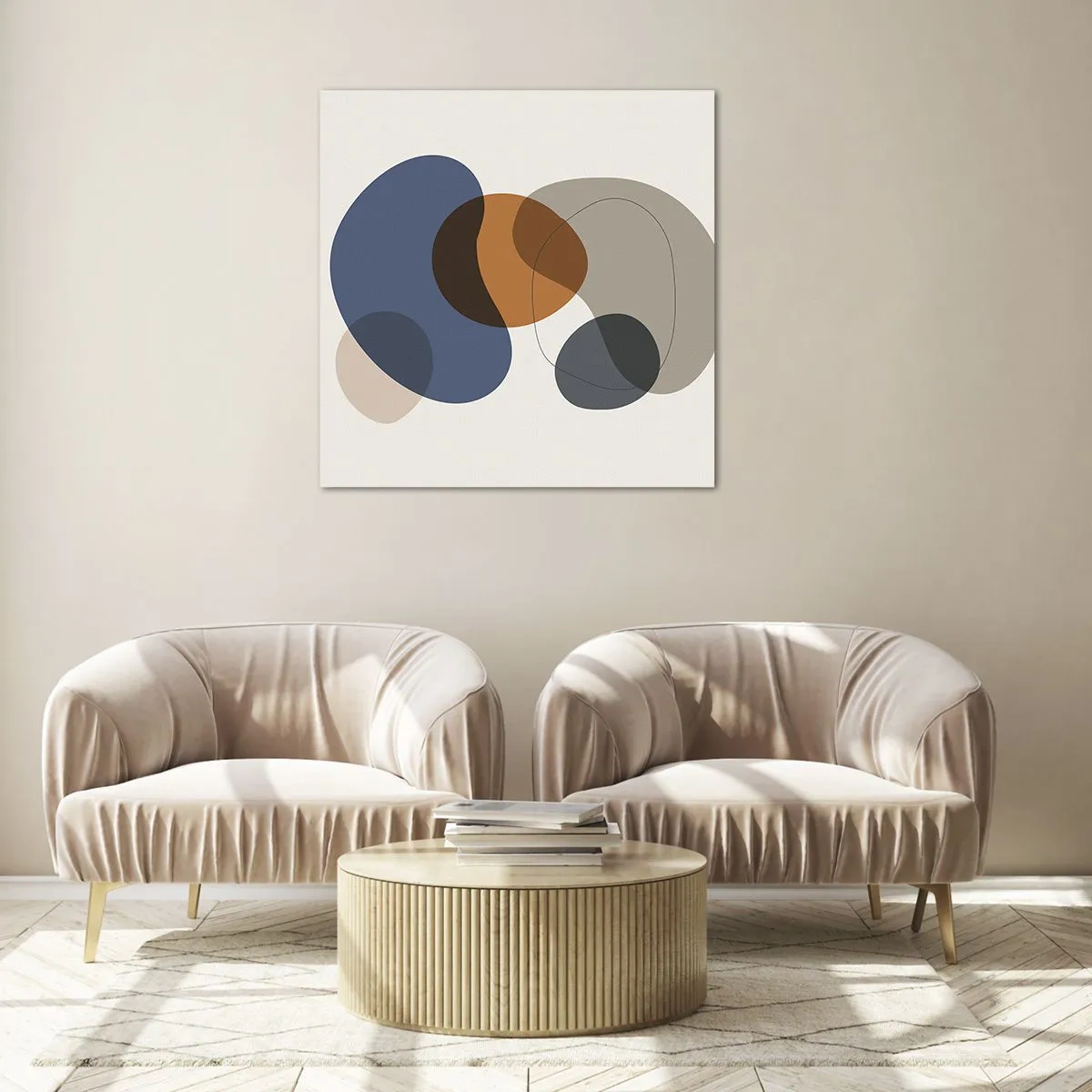 Glastavla - Bild på glas - Färgernas droppar - 70x70 cm