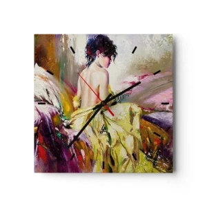 Väggklocka - Klocka på glas - Mellan munnen och glaskanten - 40x40 cm