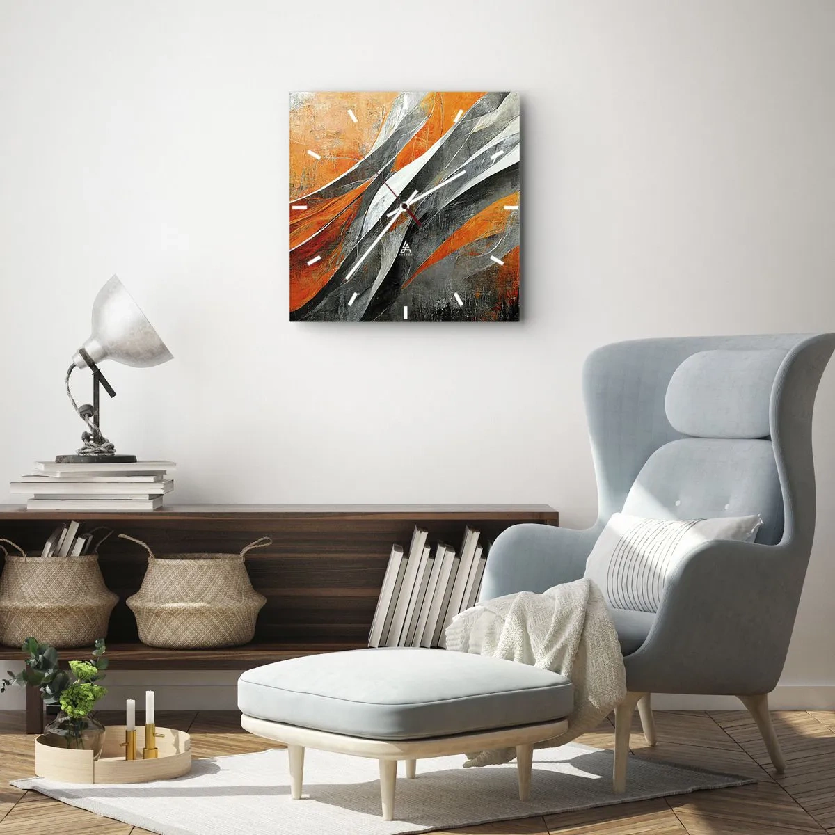 Väggklocka - Klocka på glas - Värme och kyla - 30x30 cm