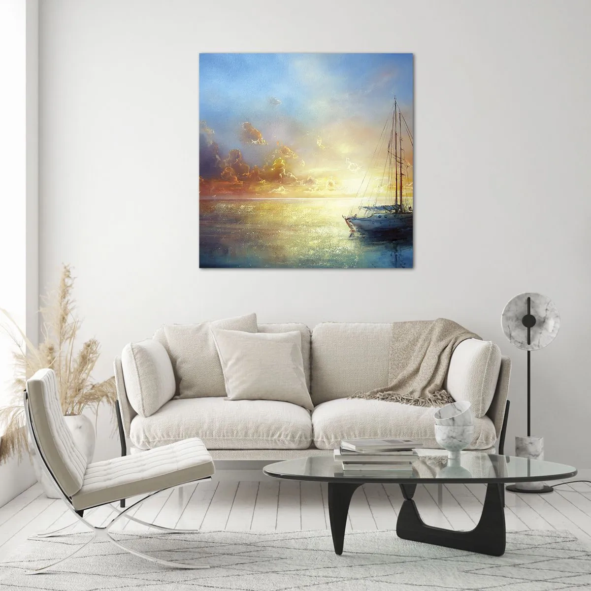 Glastavla - Bild på glas - I guldviken - 70x70 cm