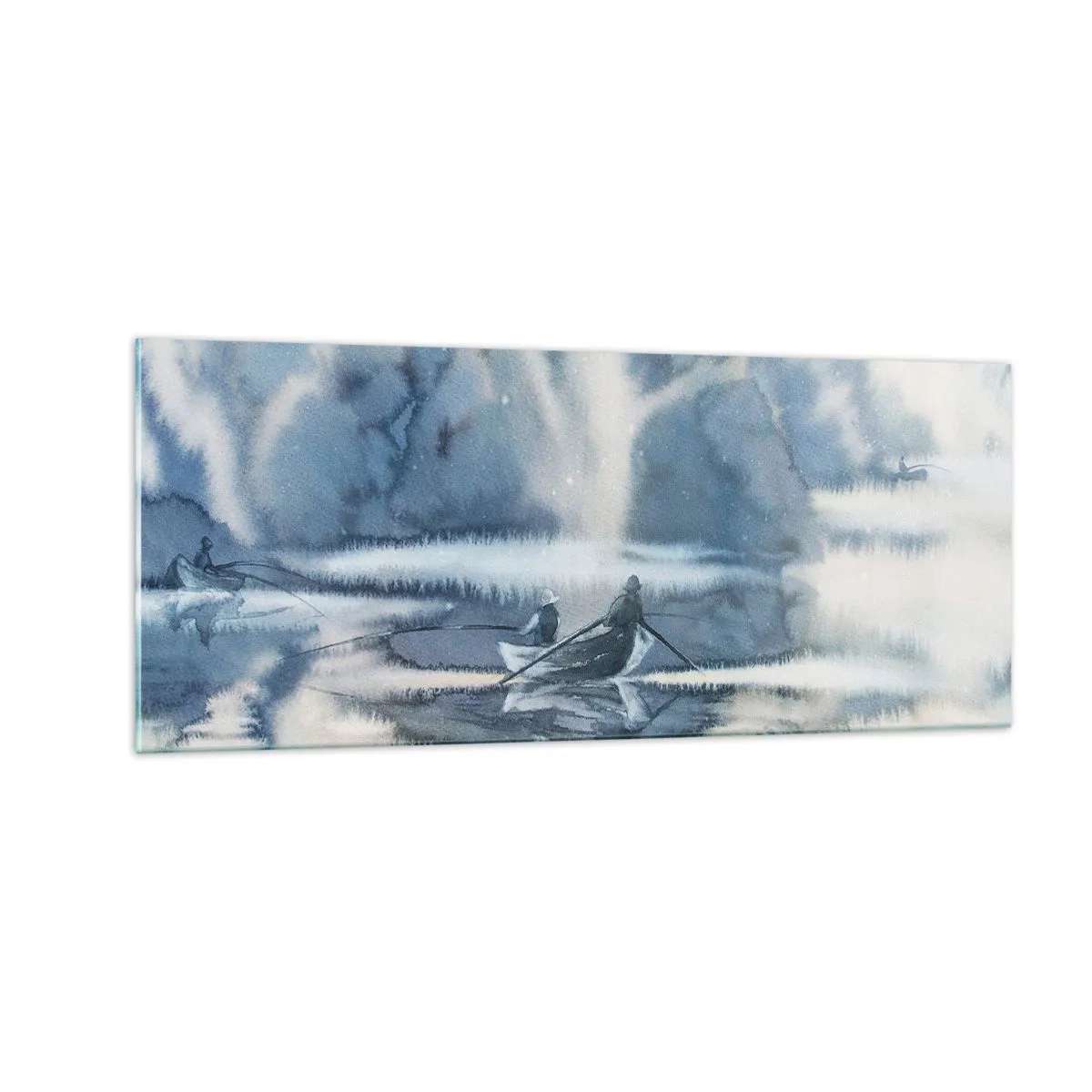 Glastavla - Bild på glas - Sportfiskare i sitt paradis - 100x40 cm