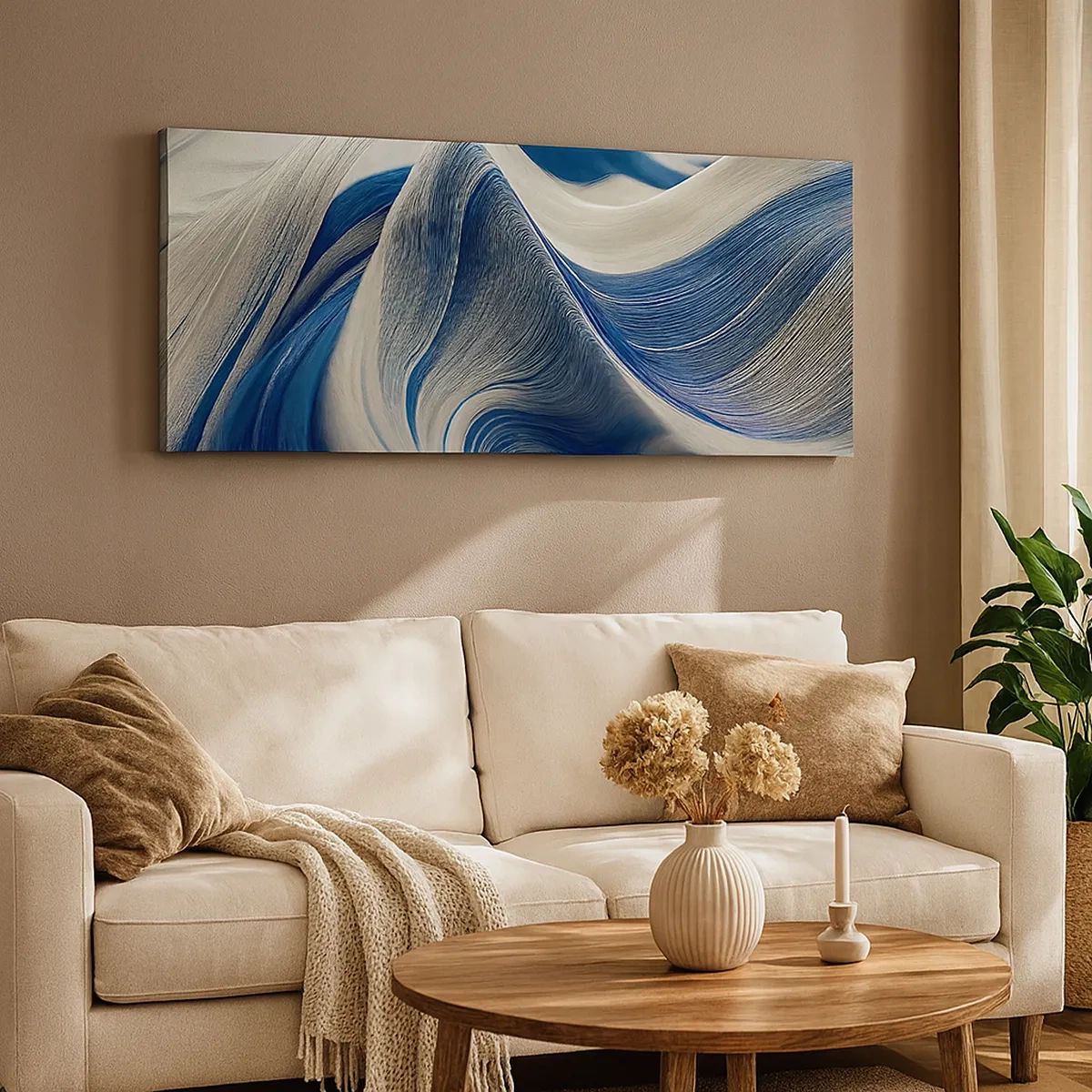 Canvastavla - Bild på duk - Flöde av blått och vitt - 30x30 cm