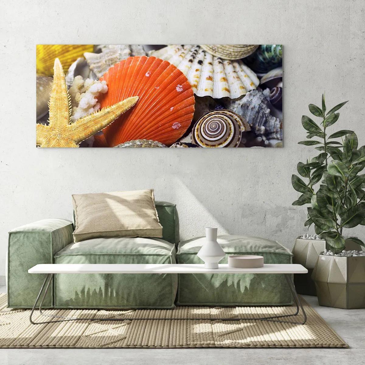 Glastavla - Bild på glas - Havets skatter - 100x40 cm