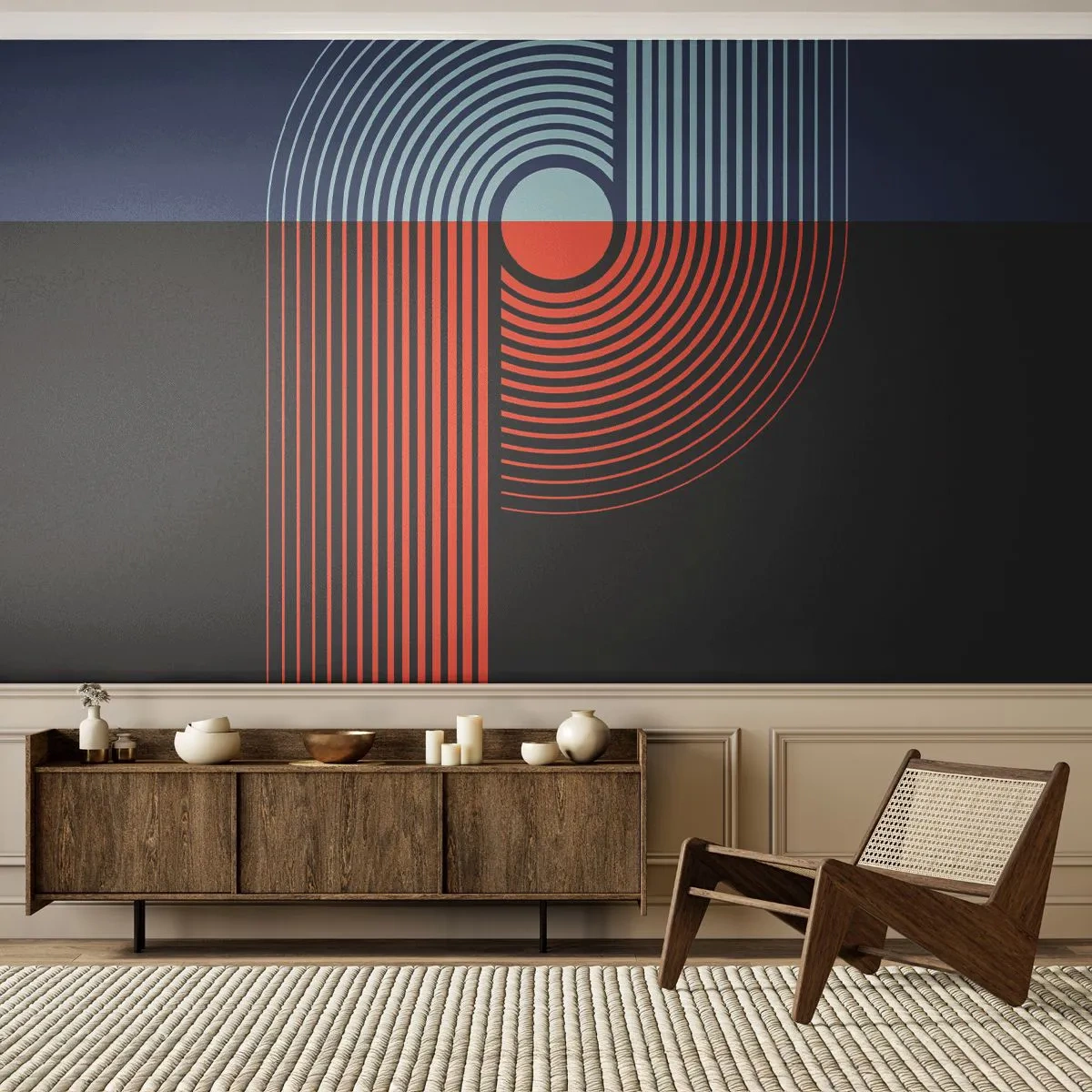 Självhäftande Fototapet Deluxe Sticker - I en geometrisk kläm - Abstraktion, Grafik, Linjekonst - 250x175 cm