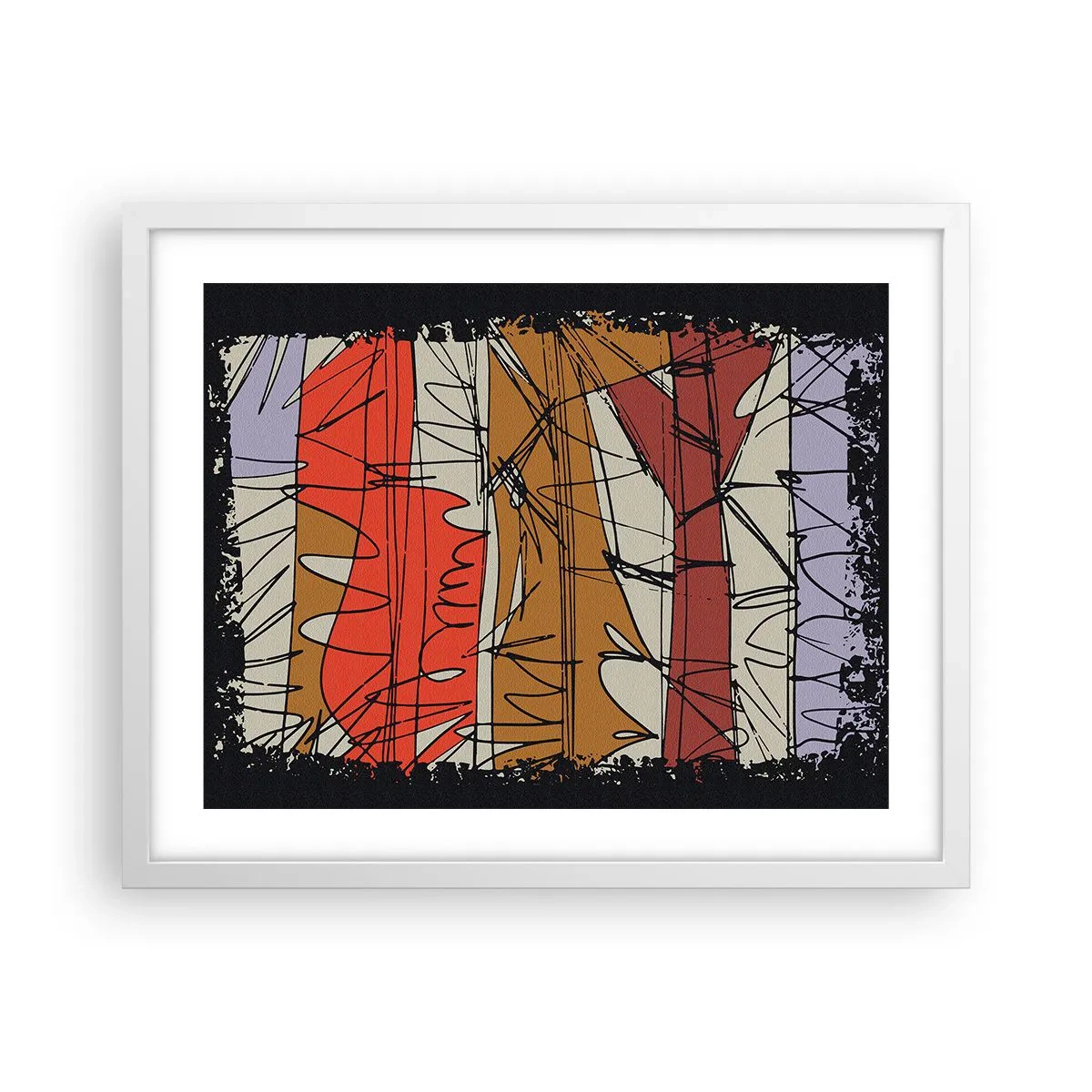 Affisch i vit ram - Spontan komposition - 50x40 cm