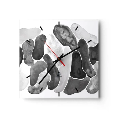 Väggklocka - Klocka på glas - Stenig abstraktion - 30x30 cm
