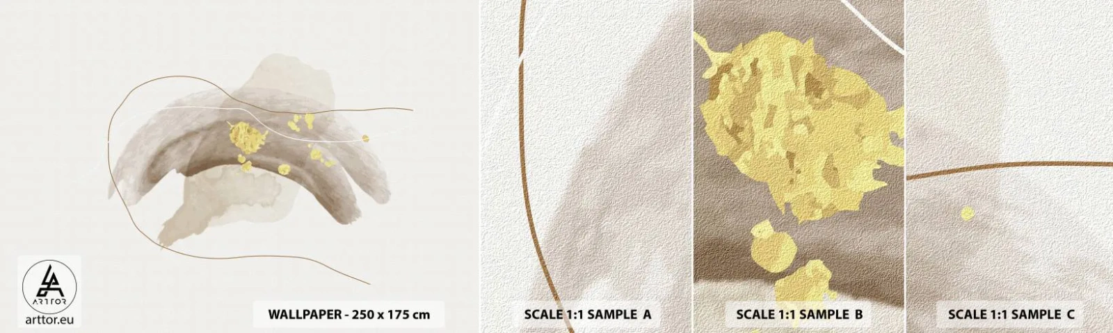 Provbit av självhäftande fototapet Deluxe Sticker - Träffat i rummet - Abstraktion, Bit, Modernt mönster - 100x30 cm